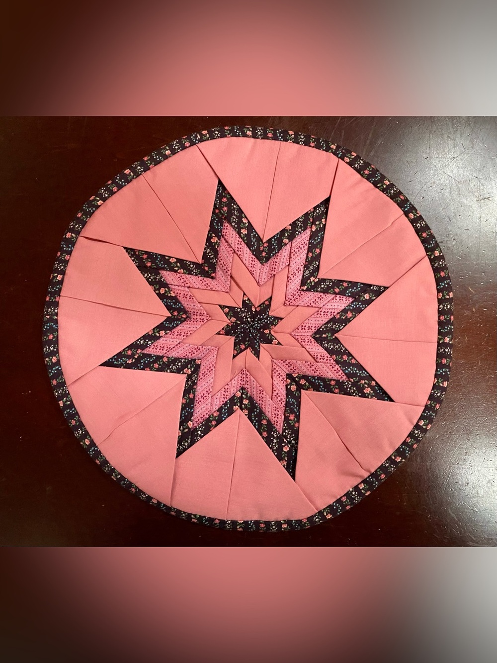 Handmade Pink Star Quilted Table Mat